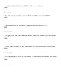 Management Chapter 2 1 Large banks tend to make business decisions based on personal knowledge of customers creditworthiness and business conditions in the local communities