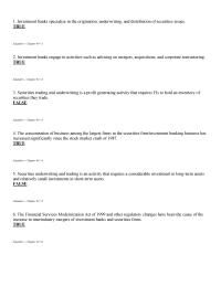 Management Chapter 4 1 Securities underwriting and trading is an activity that requires a considerable investment in long-term assets and relatively small investments in short-term assets