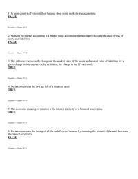 Management Chapter 9 1 The difference between the changes in the market value of the assets and market value of liabilities for a given change in interest rates is, by definition, the change in the FI’s net worth