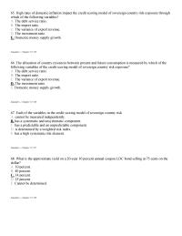 Management Chapter 15 2 The allocation of country resources between present and future consumption is measured by which of the following variables of the credit scoring model of sovereign country risk exposure