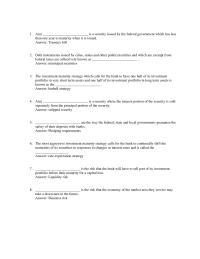 Banking Chapter 10 1 The investment maturity strategy which calls for the bank to have one half of its investment portfolio in very short term assets and one half of its investment