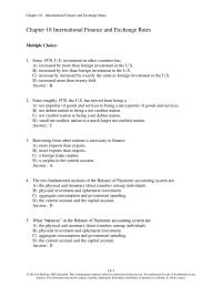 Economics Chapter 18 1 Changes in U.S. citizens’ holdings of long-term financial and physical assets in another country are reported in&nbsp;