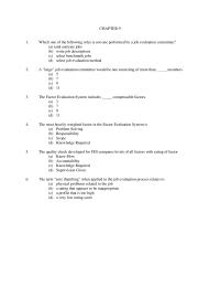 Human Resources Chapter 9 1 Responsibility C Scope D Knowledge Required The Quality Check Developed For Fes