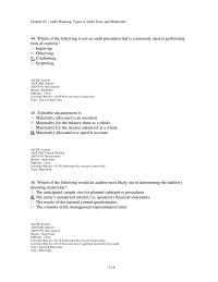 Finance Chapter 3 2 Which of the following would an auditor most likely use in determining the auditor’s planning materiality