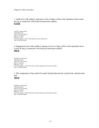 Finance Chapter 4 1 Audit risk is the auditor’s exposure to loss or injury of his or her reputation from events arising in connection with financial statements audited