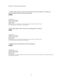 Finance Chapter 5 1 Audit evidence includes only written information used by the auditor in arriving at an opinion about the fairness of financial statements