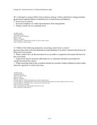 Finance Chapter 6 2 During consideration of internal control in a financial statement audit of a nonpublic company, an auditor is not obligated to&nbsp;