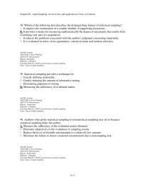 Finance Chapter 8 2 Auditors who prefer statistical sampling to non statistical sampling may do so because statistical sampling helps the auditor