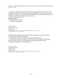 Finance Chapter 15 2 Which audit procedure is most closely related to management’s assertion regarding presentation and disclosure of liabilities