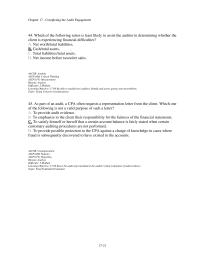 Finance Chapter 17 2 Which of the following ratios is least likely to assist the auditor in determining whether the client is experiencing financial difficulties