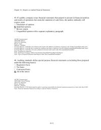 Finance Chapter 18 2 When reporting on comparative financial statements where the financial statements of the prior year have been examined by a predecessor