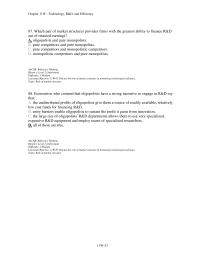 Economics Chapter 11 3 Which pair of market structures provides firms with the greatest ability to finance R&D out of retained earnings