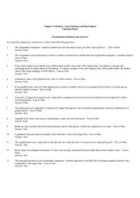 Banking Chapter 8 1 The replacement cost approach to valuation of a target firm ignores value created by operating the assets in combination as a going concern