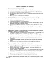 Business Ethics Chapter 7 1 Competence And Malpractice Counselor Competency Can Assured Counselor Licensed His Her