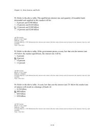 Economics Chapter 14d 3&nbsp;The equilibrium interest rate and quantity of loanable funds demanded and supplied in this market will bedemanded and supplied in this market will be