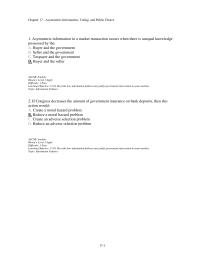 Economics Chapter 17d 1 Which would be an example of where the government has intervened to correct a market failure caused by inadequate information about sellers