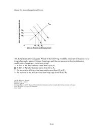 Economics Chapter 20d 3 Which of the following would be consistent with an increase in racial prejudice against African-Americans and thus an increase