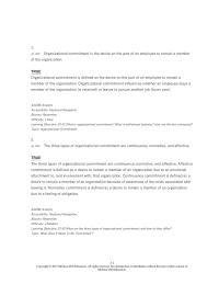 Human Resources Chapter 3 1 Organizational commitment is the desire on the part of an employee to remain a member of the organization