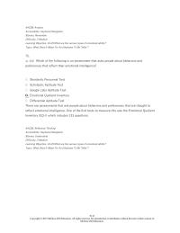 Human Resources Chapter 10 3 Which of the following is an assessment that asks people about behaviors and preferences that reflect their emotional intelligence