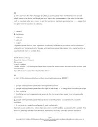 Human Resources Chapter 13 2 Which type of power exists when a person has control over punishments in an organization