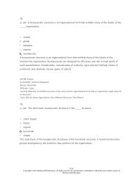 Human Resources Chapter 15 1 Which of the following is a bureaucratic organizational form in which employees are grouped into divisions around products