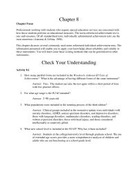 Chapter 8 Chapter 8 Using the raw score data, look up the standard scores on the following table and write the scores in the appropriate spaces on the protocol sheet.