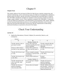 Chapter 9 Chapter 9 From the information provided, does it seem that his IEP and BIP are appropriate?&nbsp; Why or why not