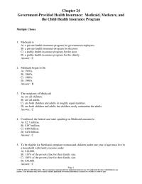 Economics Chapter 24 1 To be eligible for Medicaid, children under nineteen must live in a household with family income under&nbsp;