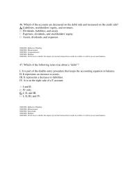 Accounting Chapter 2 2 Which of the following accounts would normally have a debit balance and appear in the balance sheet