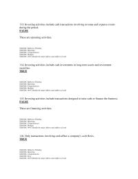 Accounting Chapter 4 3 Investing activities include cash transactions involving revenue and expense events during the period