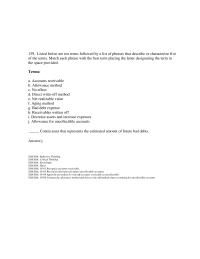 Accounting Chapter 5 4 The amount of the adjustment to the allowance for uncollectible accounts during the period