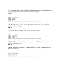 Accounting Chapter 6 4&nbsp;Accountants often call FIFO the balance sheet approach because the amount it reports for ending inventory better approximates the current cost of inventory