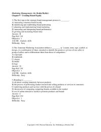 Marketing Chapter 09 1 According to the brand asset valuator model, which of the components of brand equity measures the breadth of a brand’s appeal
