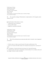 Accounting Chapter 1 2&nbsp;The competitive strategy of differentiation is implemented by a firm’s targeted, careful attention to