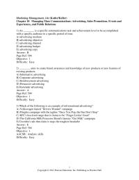 Marketing Chapter 18 1 Under which of the following conditions is the reach of media the most important factor in media selection