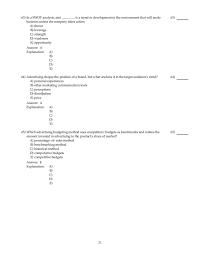 Chapter 7 2 In which type of analysis do you make a chart of your products and competitors’ products, list each product’s relevant features
