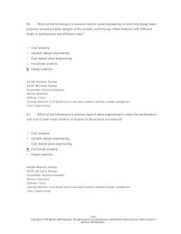 Accounting Chapter 13 4 Which of the following is a common form of value engineering in which the design team prepares several possible designs of the product,
