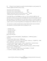 Accounting Chapter 15 4 Blue cap Co. uses a standard cost system and flexible budgets for control purposes. The following budgeted information pertains&nbsp;