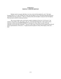 Human Resources Chapter 05 Homework The major learning objective is to show students how better job descriptions can be written/developed through more work/effort and more experience