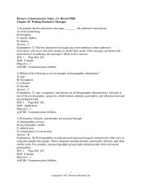 Business Communication Chapter 10 1 In marketing and sales messages, what is the primary difference between selling points and benefits