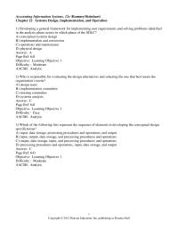 Accounting Chapter 22 1 Who is responsible for evaluating the design alternatives and selecting the one that best meets the organization’s needs