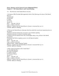 Finance Chapter 13 1 Why has the Federal Reserve chairman often been called the second most important person in the nation