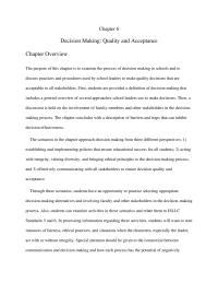 Chapter 6 Chapter 6&nbsp;Act with integrity, value diversity, and bring ethical principles to the decision-making process.