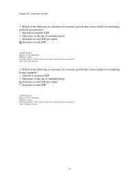 Economics Chapter 8d 1 Which The Following Measure Economic Growth That Most Useful For Measuring Political