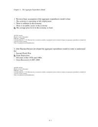 Economics Chapter 11d 1 The Most Basic Assumption The Aggregate Expenditures Model That The Economy Operating