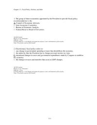 Economics Chapter 13d 1 The Group Three Economists Appointed The President Provide Fiscal Policy Recommendations The