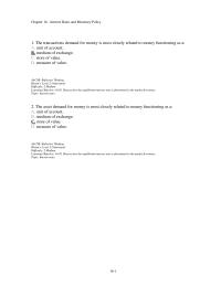 Economics Chapter 16d 1 The Transactions Demand For Money Most Closely Related Money Functioning Unit Account