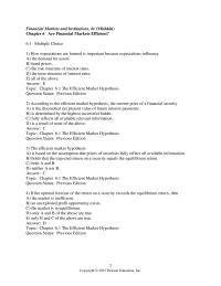 Finance Chapter 6 1 Atopic 2 Evidence The Efficient Market Hypo the sis question Status Previous Edition26 According