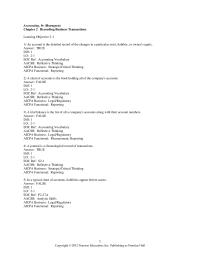Accounting Chapter 2 1 In a typical chart of accounts, liabilities appear before assets