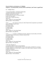 Finance Chapter 22 1 C topic 2 Securities Brokers And Dealers question Status Previous Edition45 Which The